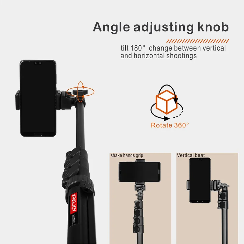 KINGJOY Photography Lighting Stand Adjustable Portable Tripod Holder with 1/4 Screw Head for Flash Lamp Ring Light Camera Phones