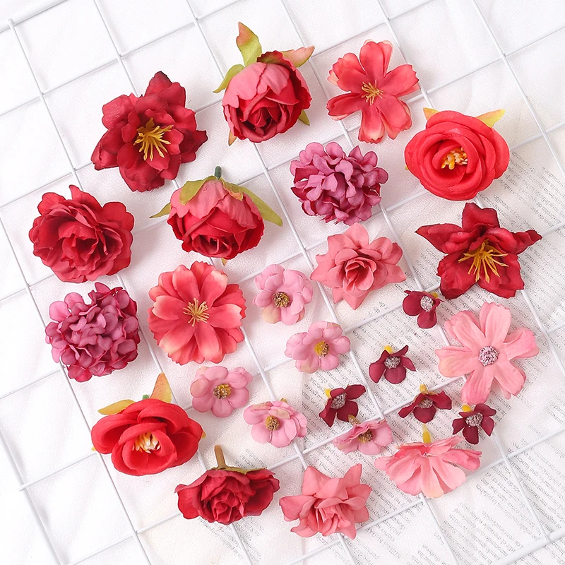 Rose künstliche Blumen Köpfe für zu Hause Raum dekor Hochzeit Hochzeit Dekoration gefälschte Blumen DIY Sammelalbum Geschenk box Zubehör – Detail 23