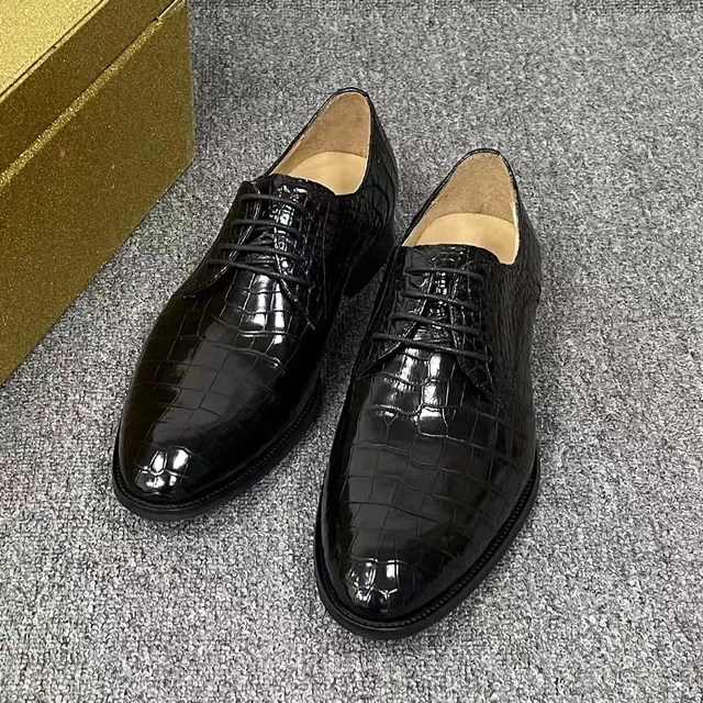 Business Style Genuine Crocodile Skin Men Dress Shoes Authentic Real True Alligator  Leather Male Black Lace-up Oxfords For Suits - AliExpress