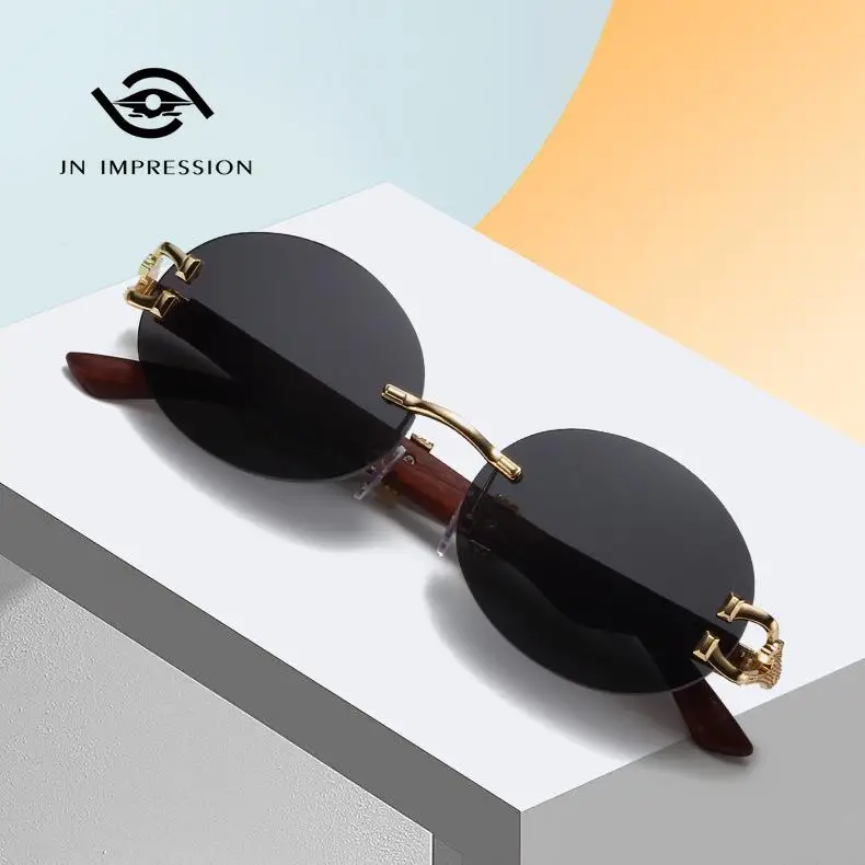 

Fashionable Small Oval Frame Sunglasses for Men and Women Running Cheetah Decorative Hip-hop Sunglasses