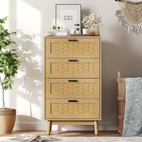 Commode naturelle Rosahqnda, armoire de rangement en rotin avec 4/6/1 tiroirs, table d'appoint pour salon, meubles de chambre à coucher 4