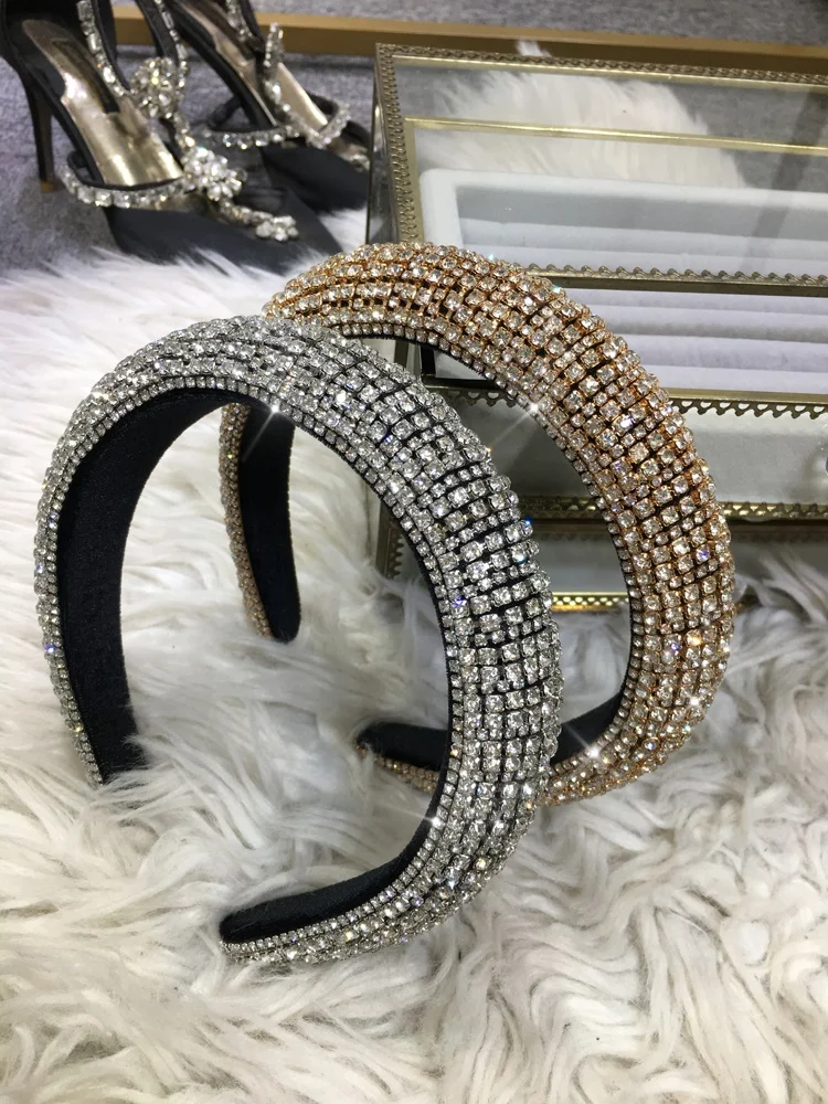 Blingbling Shiny Water Drill Luxury Hair Hoop Hair Clip for Women Beading Diamonds Headband Net Red Rhinestone Hairband diamond studded skull head men s designer rhinestone belt shiny western cowgirl cowboy leather goth waist belts jeans pant dress