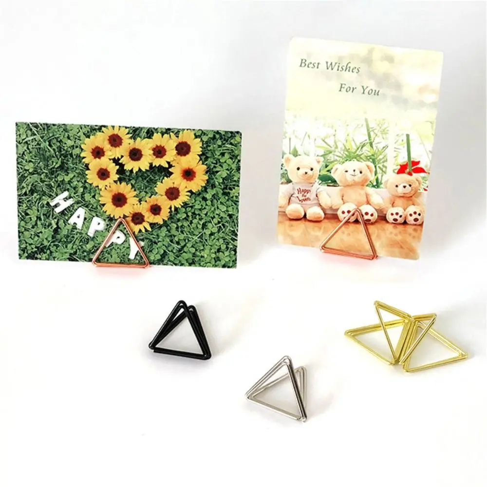 20Pcs Creative Mini Table Number Holder Practical Metal Name Card Holder Durable Triangle Shape Place Card