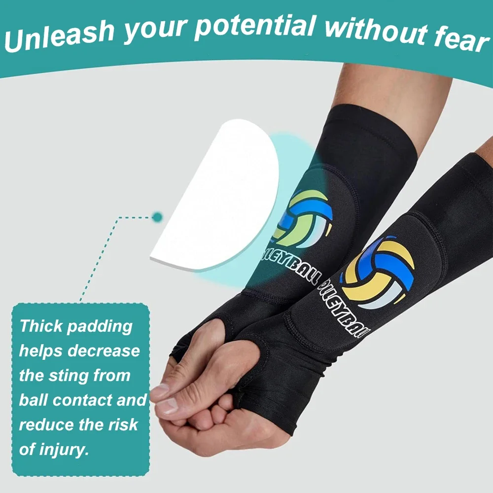 Volleyball Arm Warmers Armband Arm Guards Wrist Support Breathable Arm Sleeves Foam Protection Pads Thumb Hole