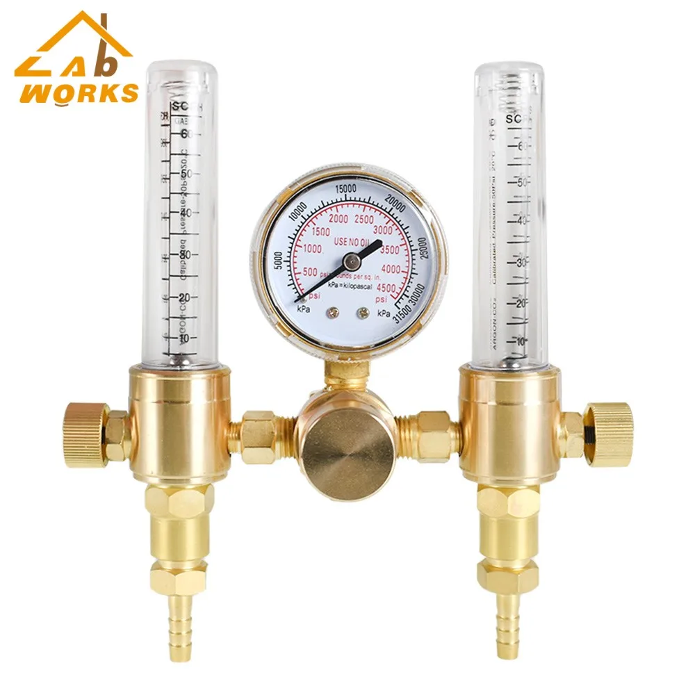 

Dual Output Argon Welding Flowmeter 0-60CFH CGA580 Inlet 5/8" Outlet