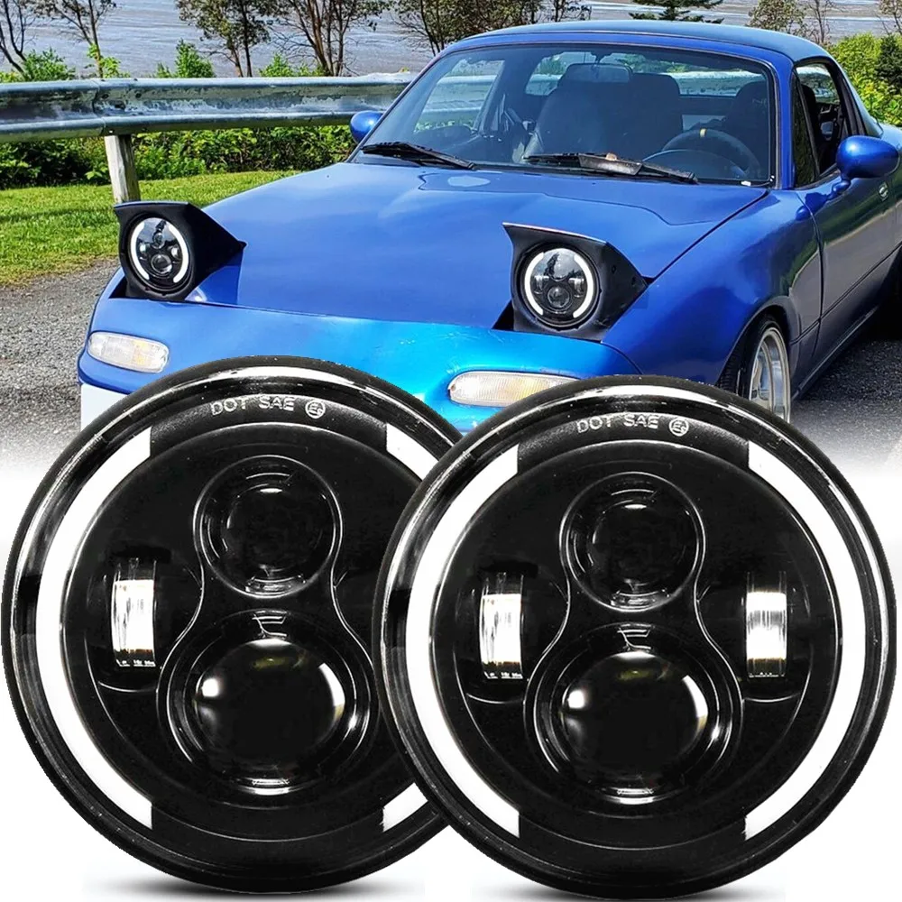

Автомобильные аксессуары, 7-дюймовые фары для Mazda Miata MX5 Jeep Wrangler Lada Urban Niva 4X4 внедорожник, круглые 7-дюймовые светодиодные фары в сборе
