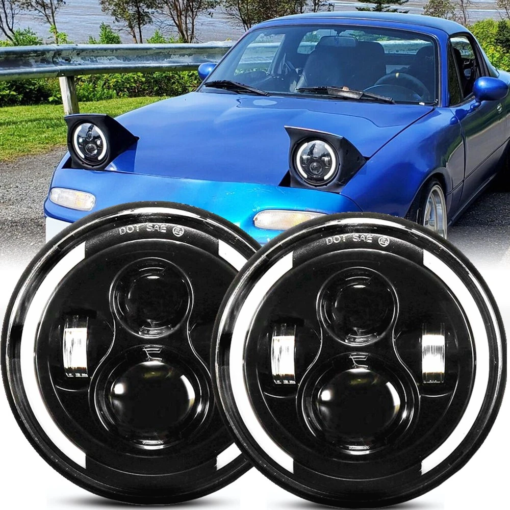 2 Phares LED Avant 7 Pouces Universels – Pour Voitures, Motos, 4x4 – Puissance 40W, 6000K – IP65 – Compatible H4
