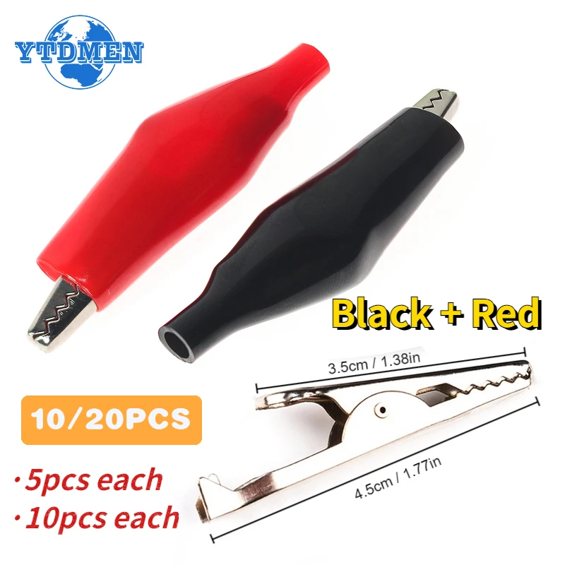 Insulation Metal Alligator Clip Red and Black 35*45mm 5A Crocodile Clip DIY Electronic Test Clips Kit 10/20pcs