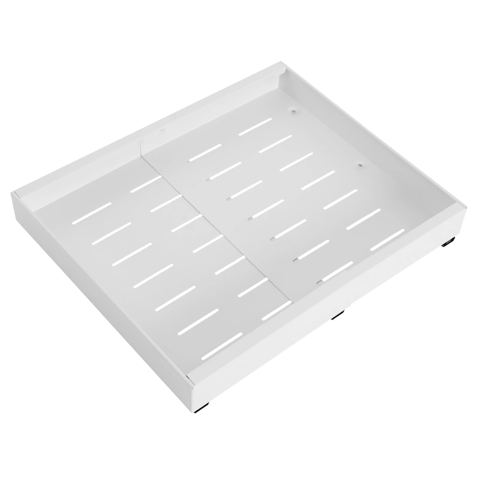 2-teiliger ausziehbarer Metall-Schrankorganizer, 42 cm Schiebeorganizer mit mehreren Lüftungsöffnungen, 10-15 kg Tragkraft, für Küche, Speisekammer, Badezimmer – Detail 10