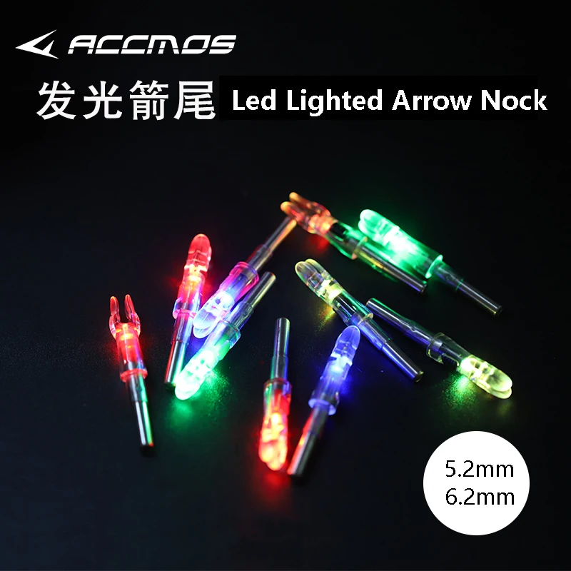 Archery Arrow Nocks Automatical Released-activated Led Lighted Archery Arrow Nock Tail Fit for 4.2/5.2/6.2/7.6mm Arrow Shaft 6Pcs/lot