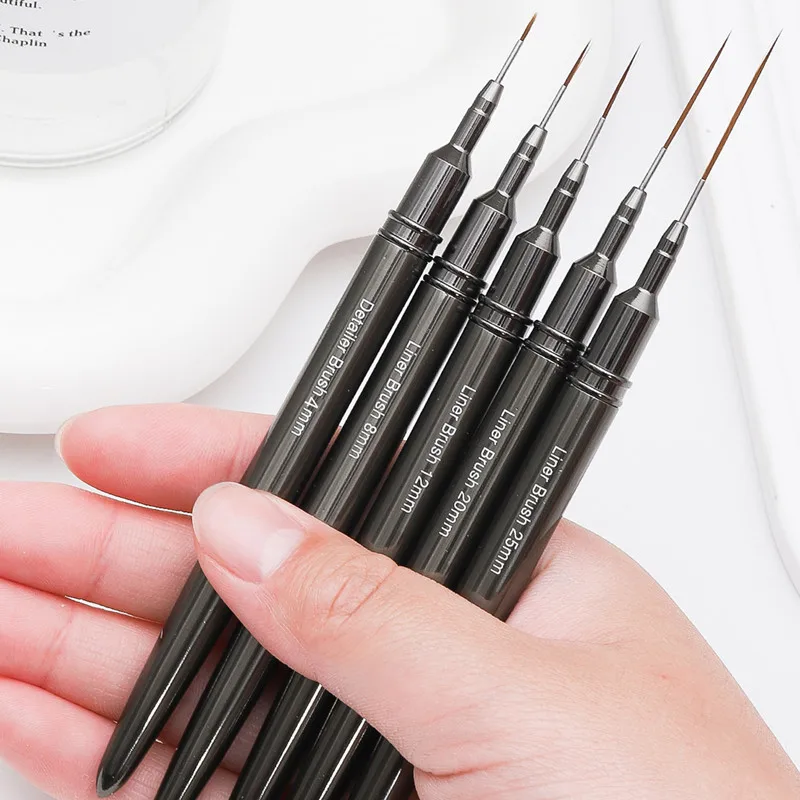 Nail Art Brushes 5pcs Metal Handle 4/8/12/20/25mm For DIY Nail Drawing