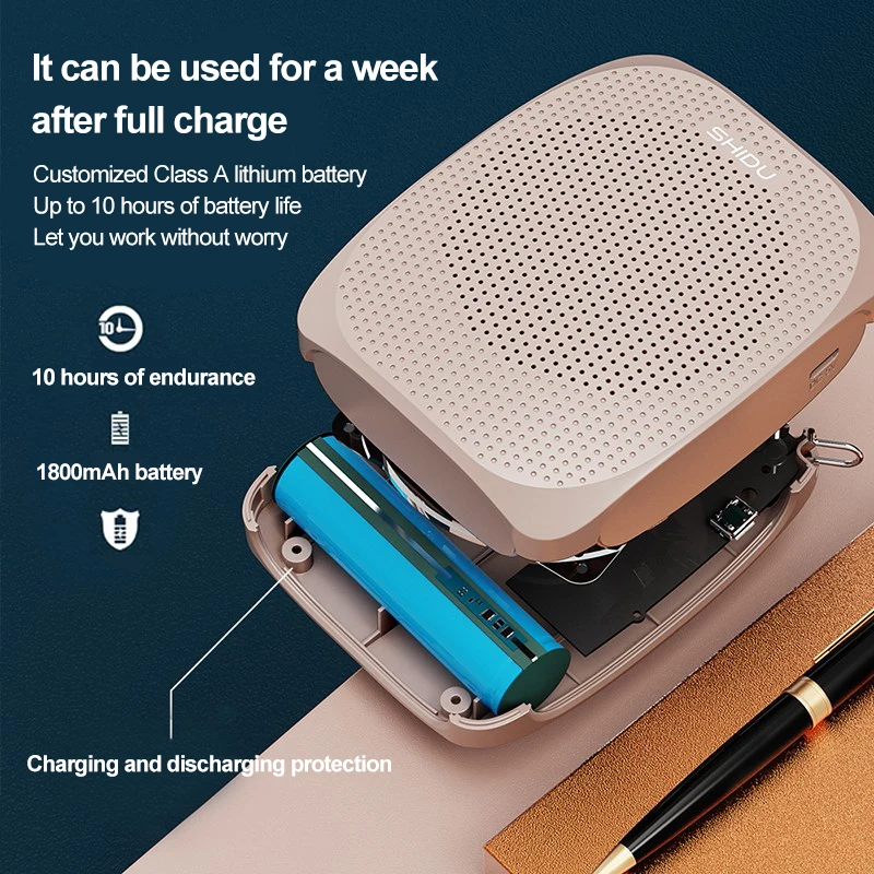 SHIDU 10 واط مضخم صوت محمول ميكروفون لاسلكي/سلكي A...