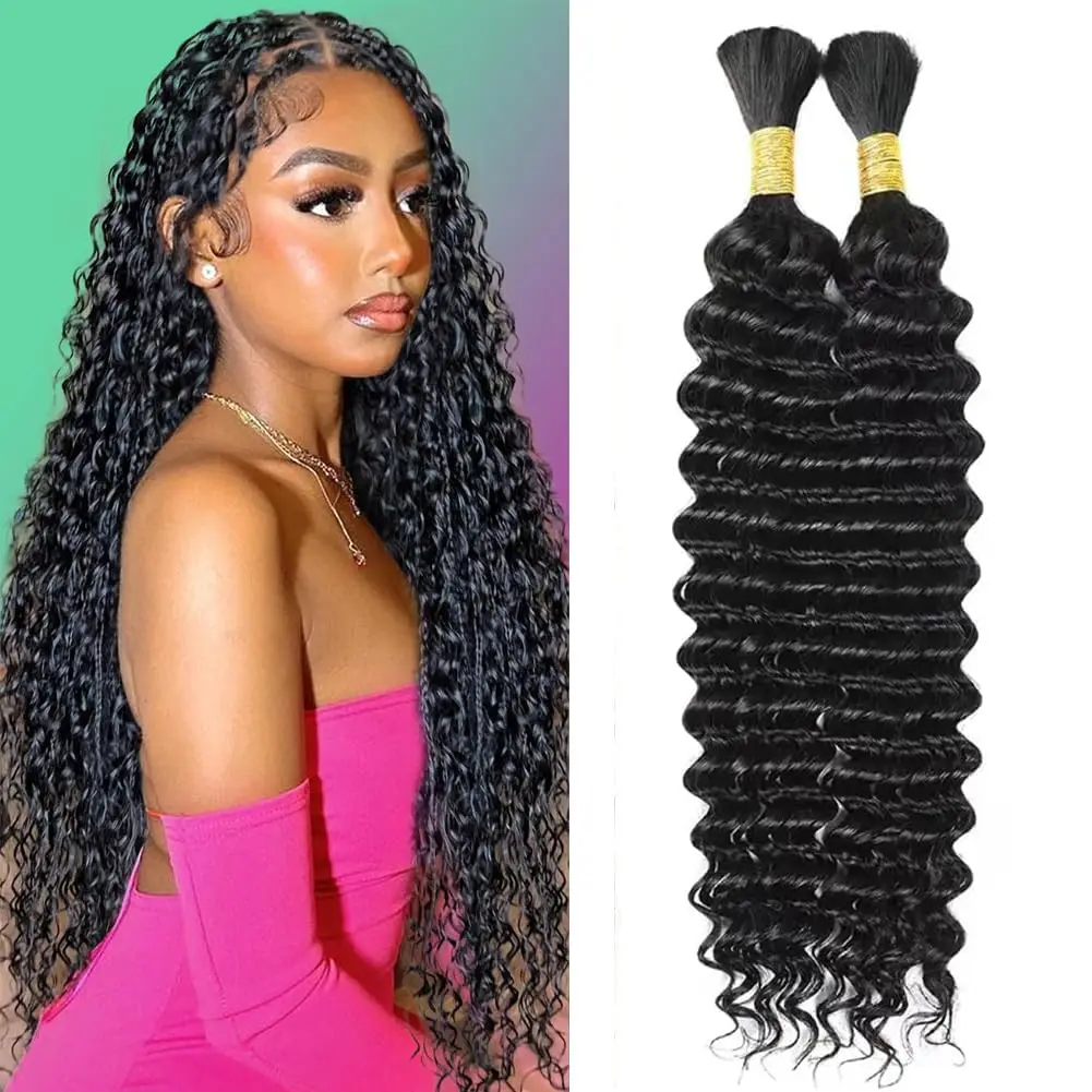 Body Wave No Weft Braids Human Hair Extensions Bulk Human Hair Bundles 16''-28'' Natural Black Virgin Hair Bulk For Braiding