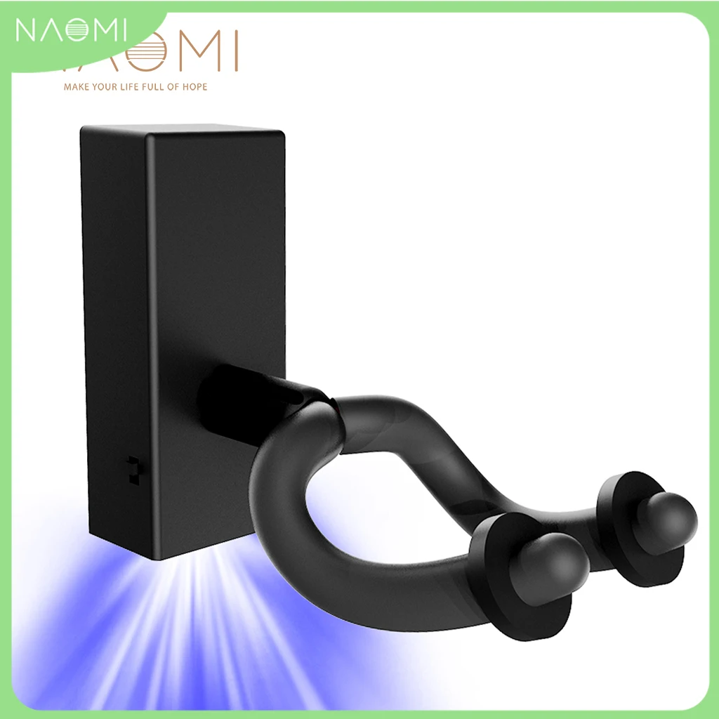 

NAOMI Multiple Guitar Wall Mount Hanger Blue LED Light Display GF-Nylon66 Base Rubber Hook Stable And Durable 5KG Load-bearing