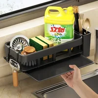 New Style With Tray Space Kitchen Storage Rack Sink Drain Rack Sponge Organizer Hanging Soap Drainer Shelf Shelves 1