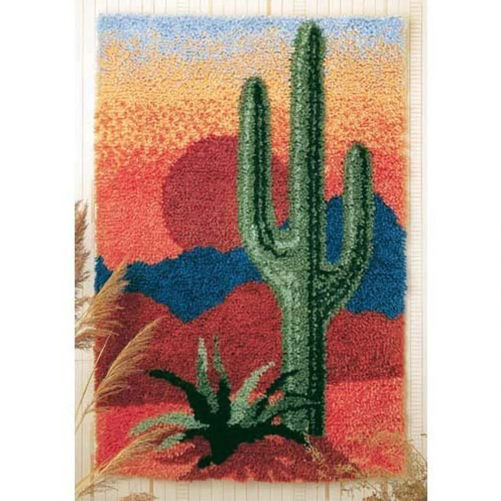 

Latch hook rug kit with Pre-Printed Pattern Cross stitch kit Embroidery plastic canva for adult Cactus Crafts for adults
