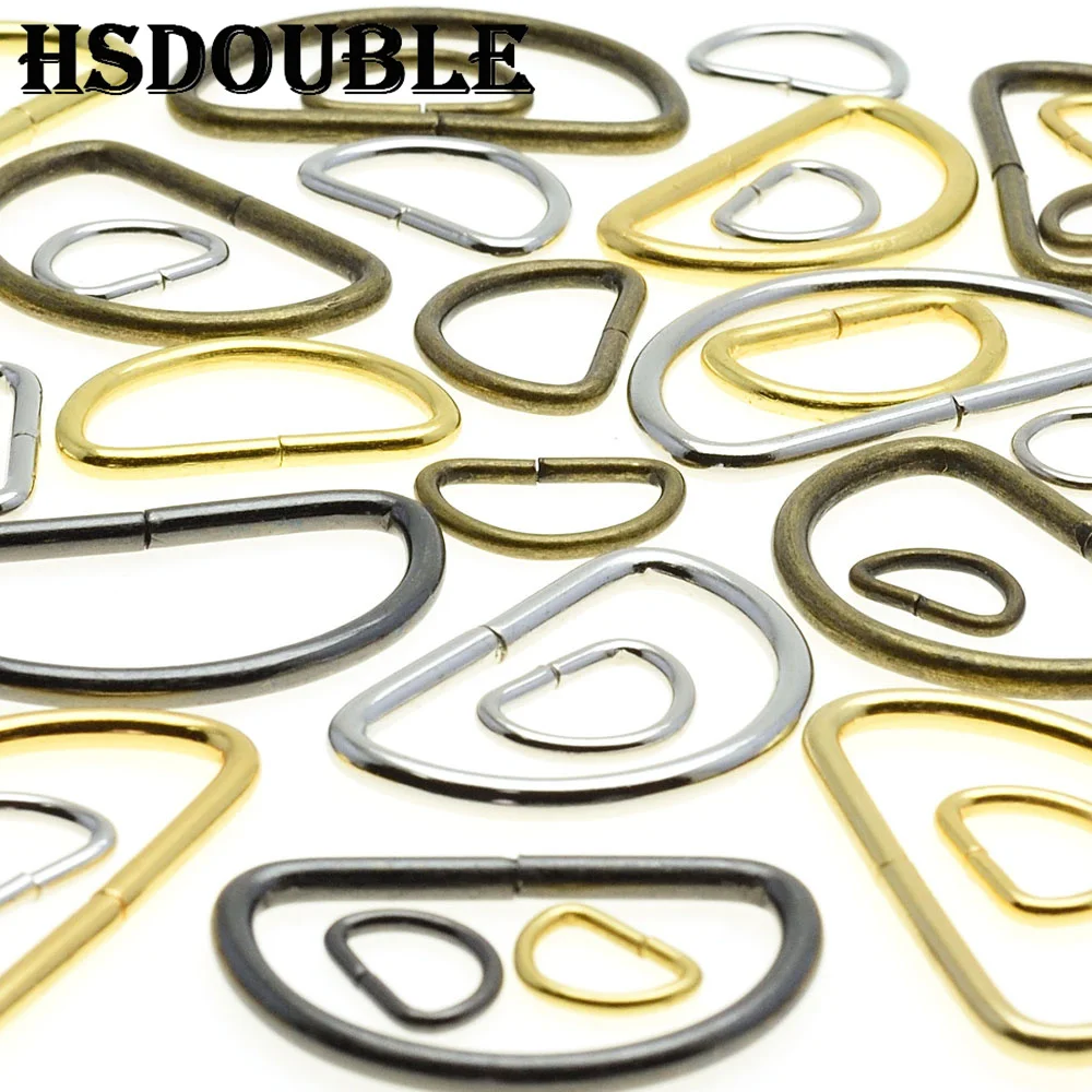 Non-Welded Nickel Plated D Ring Semi Ring Ribbon Clasp Knapsack Belt Buckle 10 Pcs/Pack