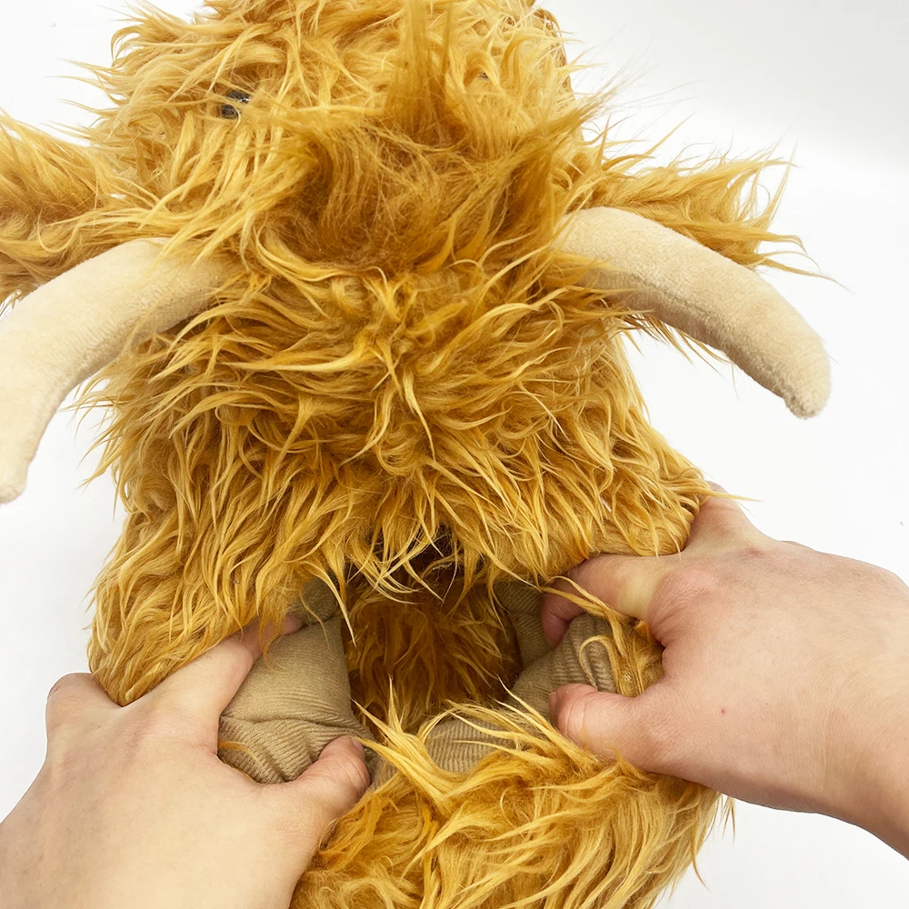 MYRYTANDA Plush Slippers Highland Cow Fluffy Slipper Women Winter Warm Shoes Men Indoor Cartoon Animal Cozy Slides