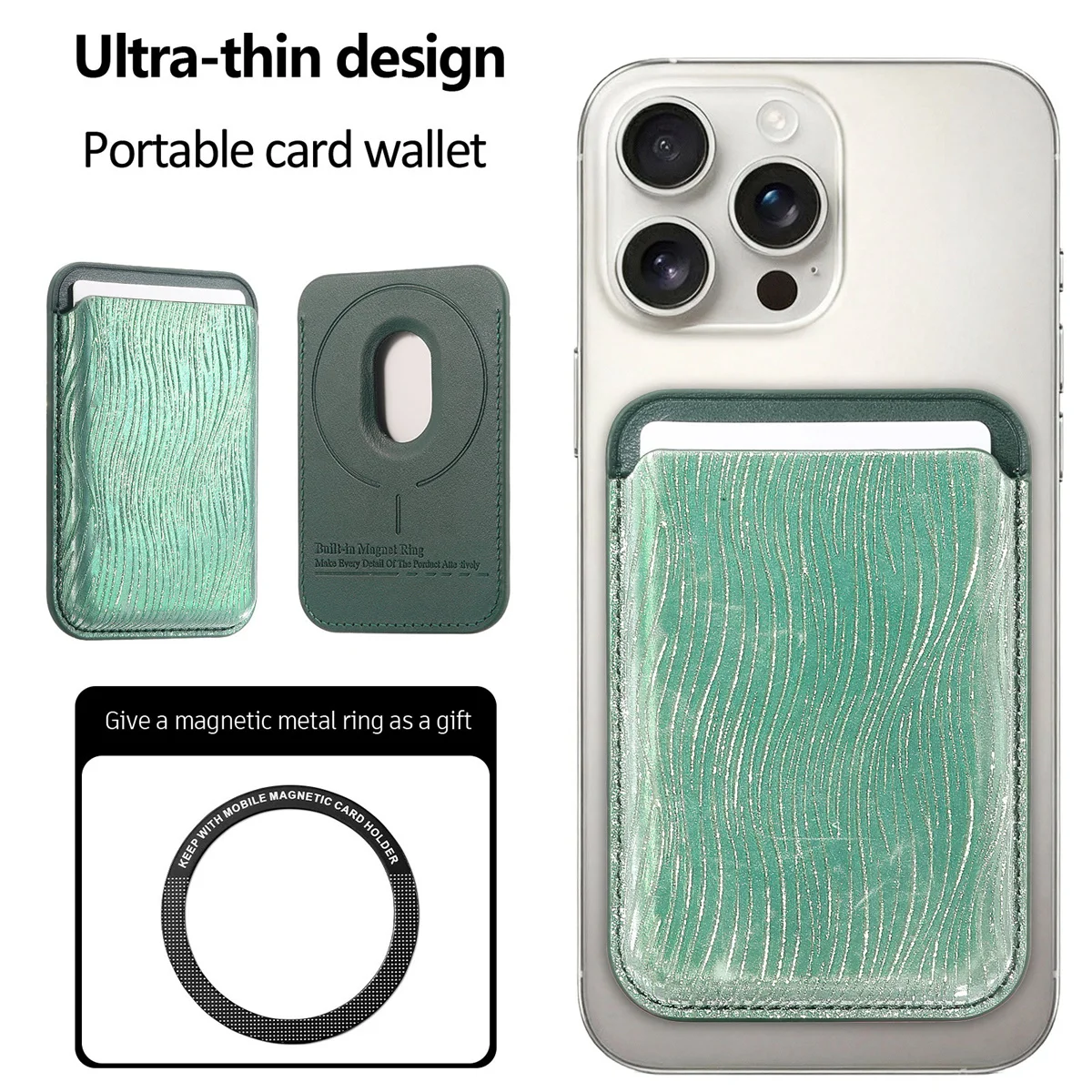 Premium PU Leather Magnetic Card Wallet Attachment