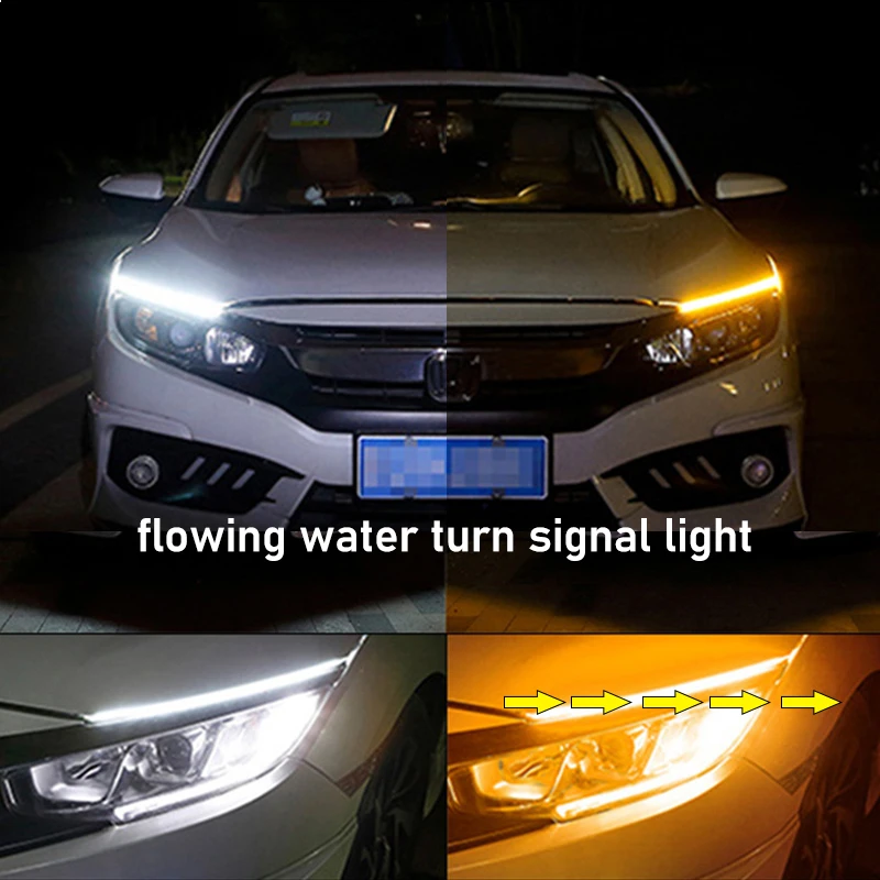 MASO Led-dagrijverlichting, 2 stuks, led-stripverlichting, 12 V, 6 W, hoog vermogen, waterdicht, flexibele DRL-rijverlichting, mistlampen met zelfklevende tape, universeel voor 12 V auto voertuig