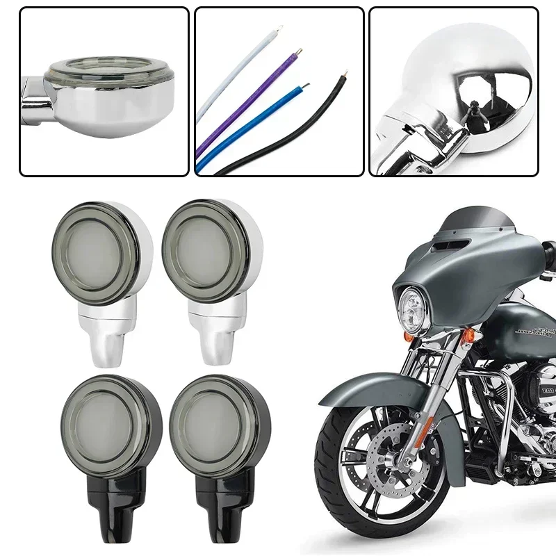 

Motorcycle LED Front Turn Signals Indicators Lights For Harley Touring Road Glide 2001-up Heritage Softail Classic FLSTC 1999-up