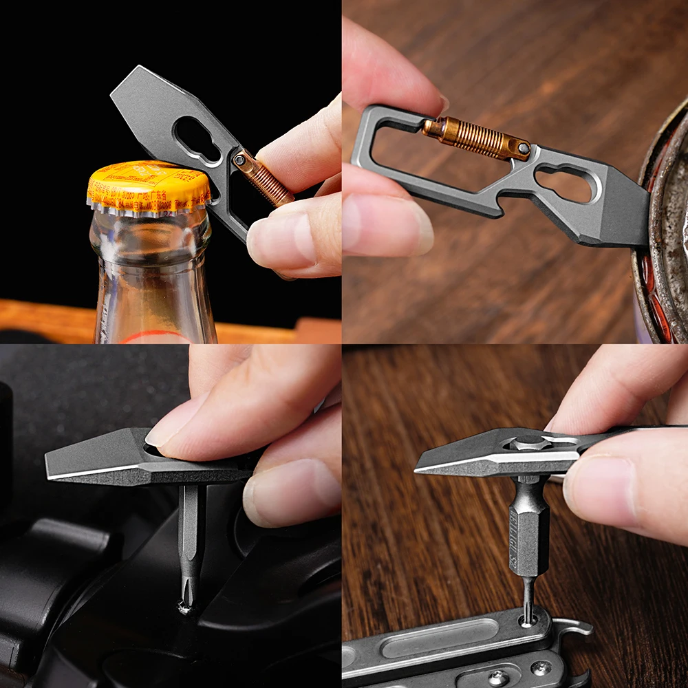 6cm 5-1 Multi-function Keychain Pry Bar Titanium Alloy Crowbar EDC Portable Open Delivery Tool Bottle Opener Self-defence Gadget bottle opener pry bar metal pry bar