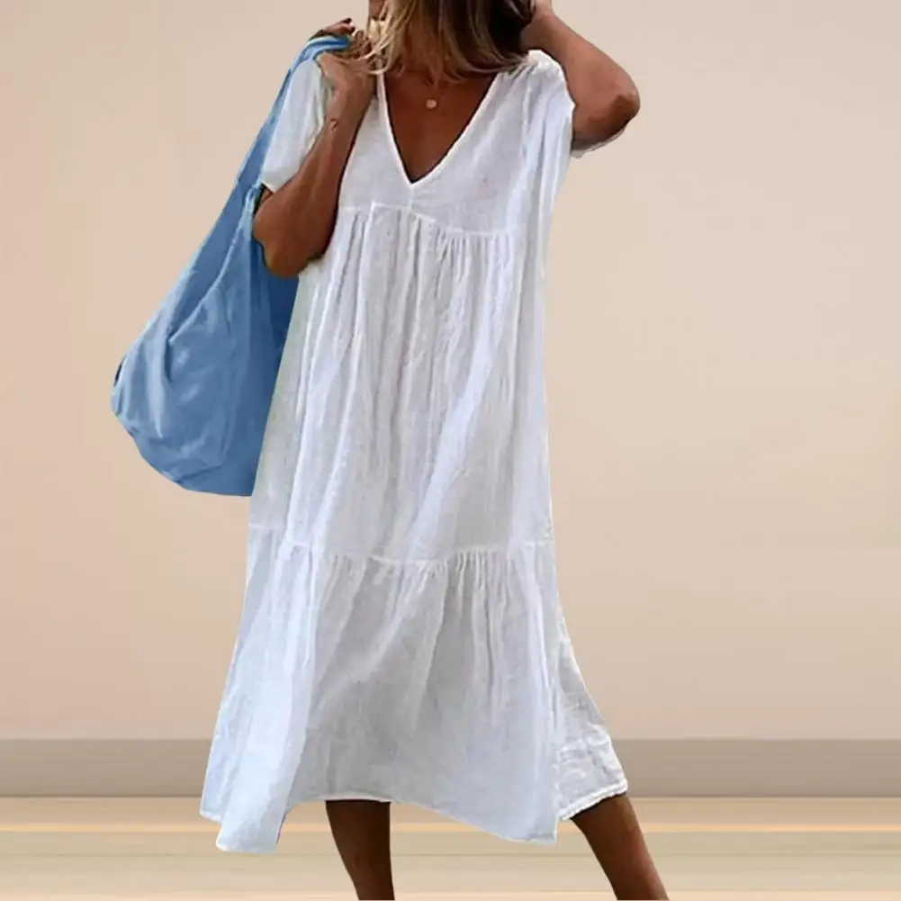 

Женское Плиссированное Платье-миди с V-образным вырезом