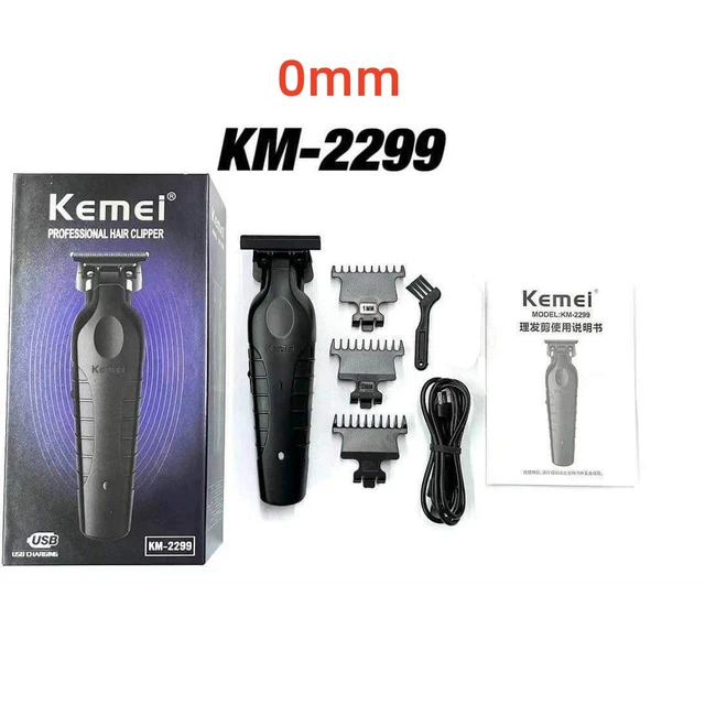 Kemei 2299 Barber Cordless Hair Trimmer 0mm Zero Gapped Carving Clipper  Detailer Professional Electric Finish Cutting Machine