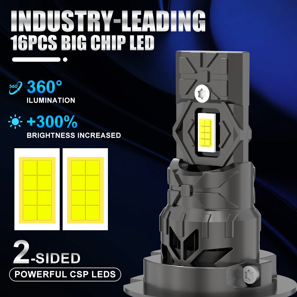 Ultra-Bright LED Headlight and Fog Lamp Bulbs - 30000LM, 6000K, Turbo Design