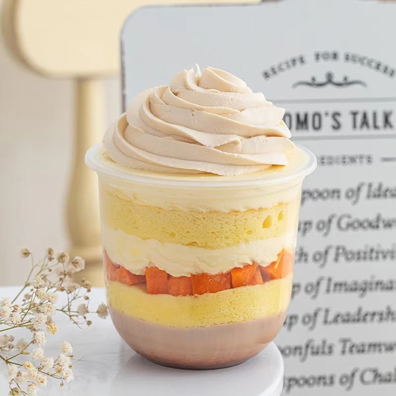 50pcs 250/360/500ML Disposable Mousse Milk Cake Cups With Lid Clear Plastic Pudding Jelly Dessert Yogurt Party Favors