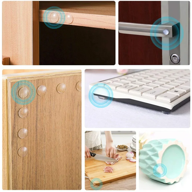 Soft Door Stops 100pcs Clear Self adhesive Rubber Pads Cabinet Bumpers Damper Buffer Cushion Noise Dampening Furniture Hardware door stopper silicone door stopper door stopper bumpers silicone rubber bumpers