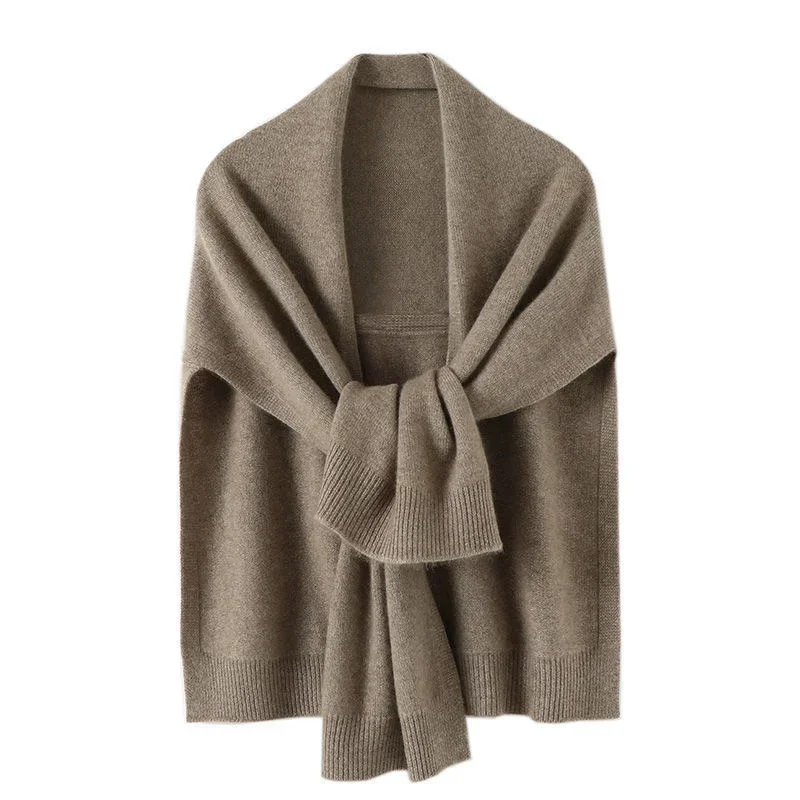 Chal de punto para Mujer, abrigo cálido de moda coreana, cárdigan de color sólido salvaje, Poncho para otoño e invierno, novedad de 2024