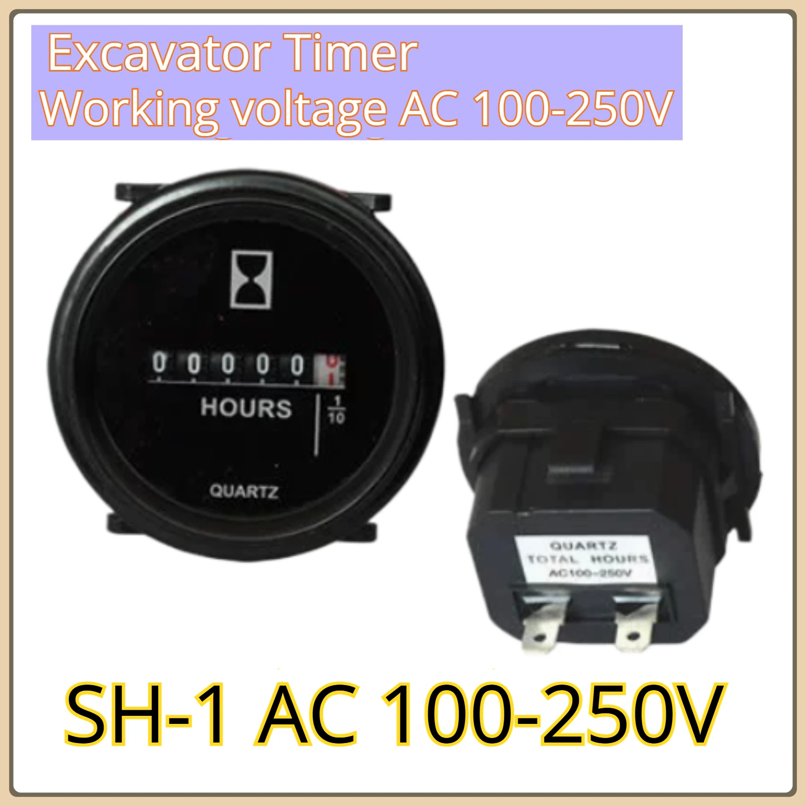 12-36V/10-80V/100-250V 미니 시간계 미터 해양 보트 엔진 원형 방수 게이지 자동차 트럭 기계식 시간계 카운터 타이머