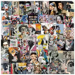 Set of Fashion Pop Art Creative Collage Stickers - Vibrant Magazine Cover Decals (50pcs)