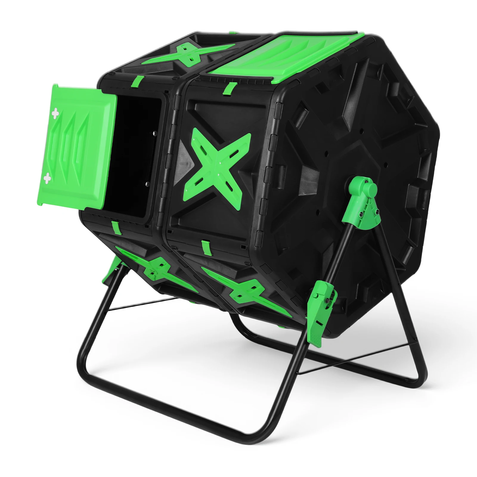 140L Dual Chamber Compost Bin Outdoor Tumbling Composting Bins Easy Setup Mobile Compost Starter for Eco-Friendly Gardening