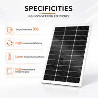 Panneau solaire rigide en verre 80W avec câble CC de 5M et câble adaptateur 5-en-1, module photovoltaïque portable pour montage sur balcon, station d'énergie, camping-car, camping, usage domestique et recharge d'énergie en extérieur 2