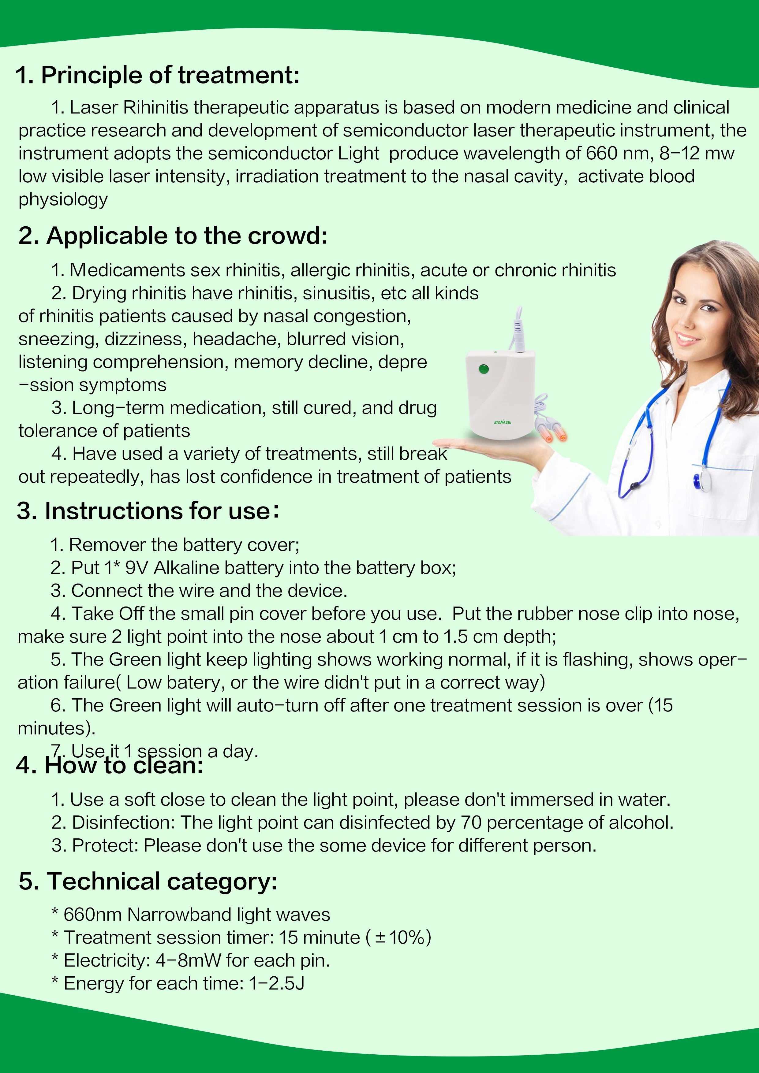 Rhinitis Sinusitis Cure Therapy Machine Nose Care Bionase Rinite Massage Device Laser Treatment Health Care nose treatment