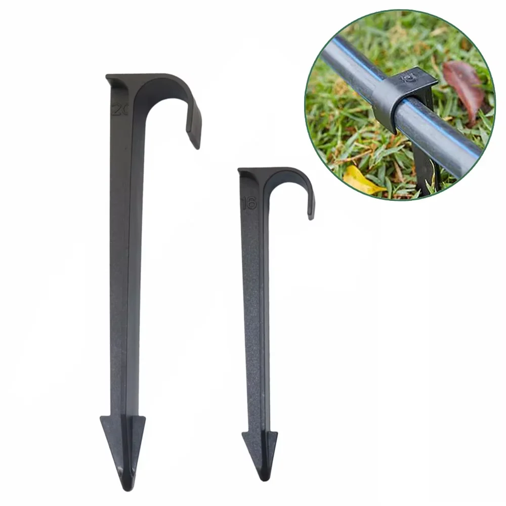 50pcs J Hose Holder Micro Irrigation Garden Irrigation Hose Anchors 16mm Fixed Stakes Tubing Holder Pipe Stems Drip