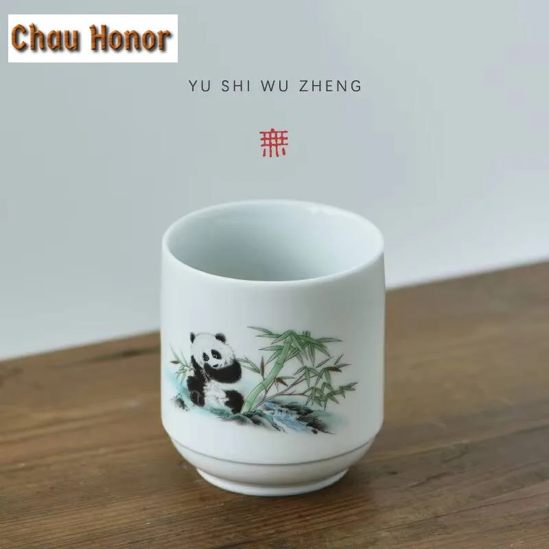 160ml Cute Panda Shadow Green Tea Cup Aesthetic Bamboo Teacup Beautiful Tea Cup Smelling Cup Tea Services Equipment Decoration