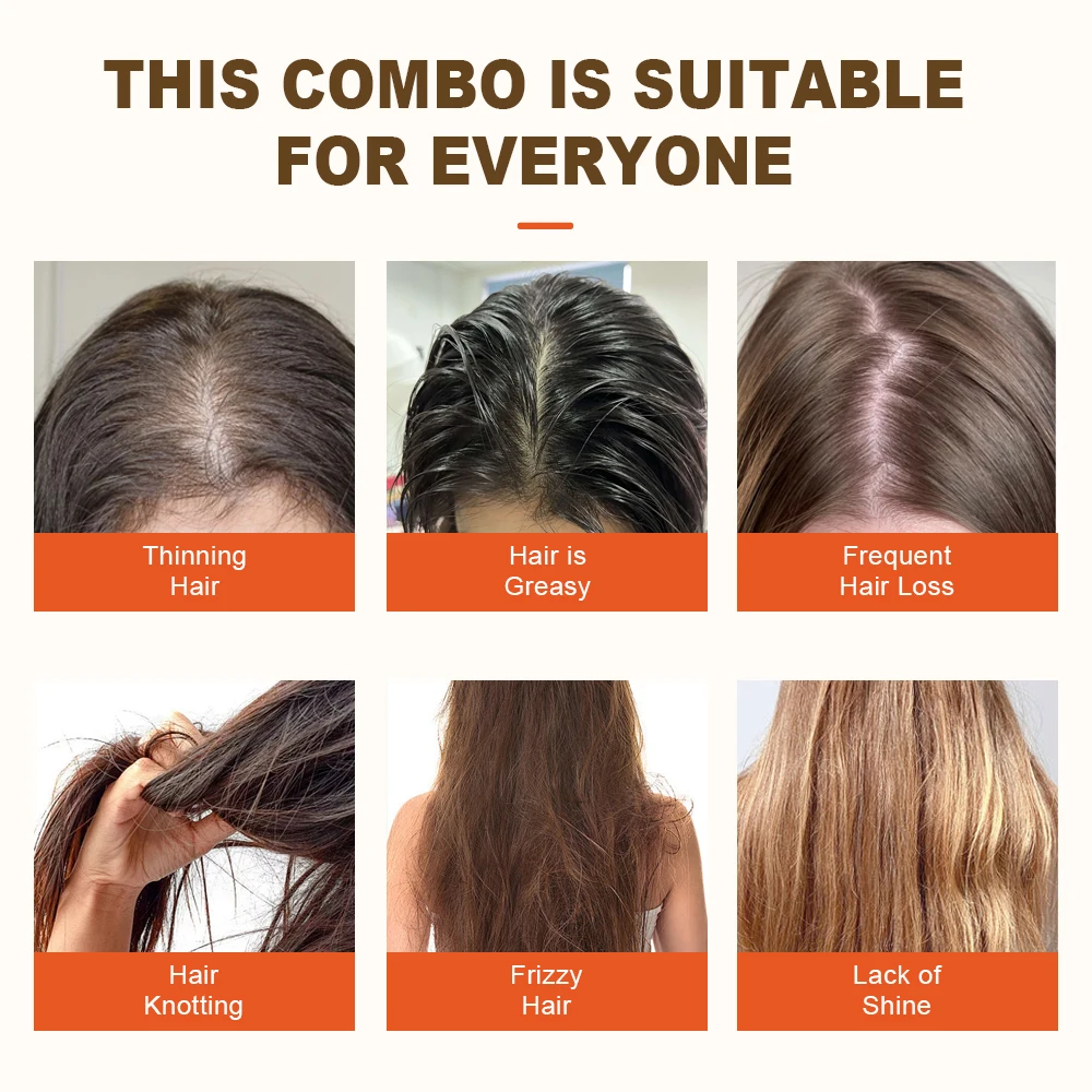 PURC Hair Shampoo Conditioner Hair Oil Set Smoothing Hair Loss Treatment Repair Damamged Nourish Hair Care Products 2