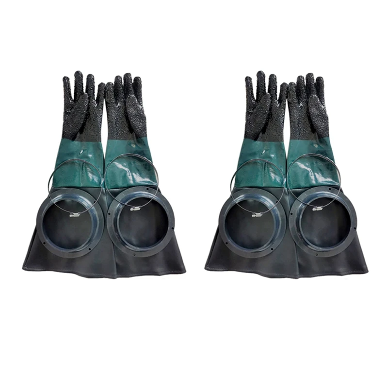 

3X Sandblasting Gloves SandBlaster Parts 60cm with O Rings for Sandblast Cabinet