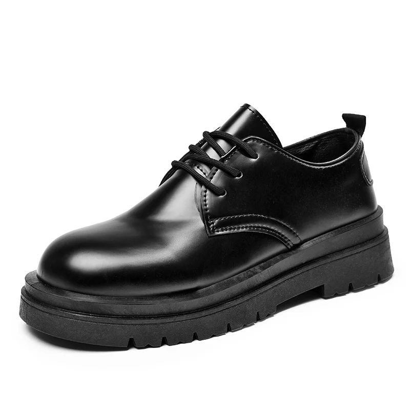 Big Head Thick Sole Derby Shoes New Business Senior Sense Niche High Street Anti-slip Wear Casual Leather Shoes for Men