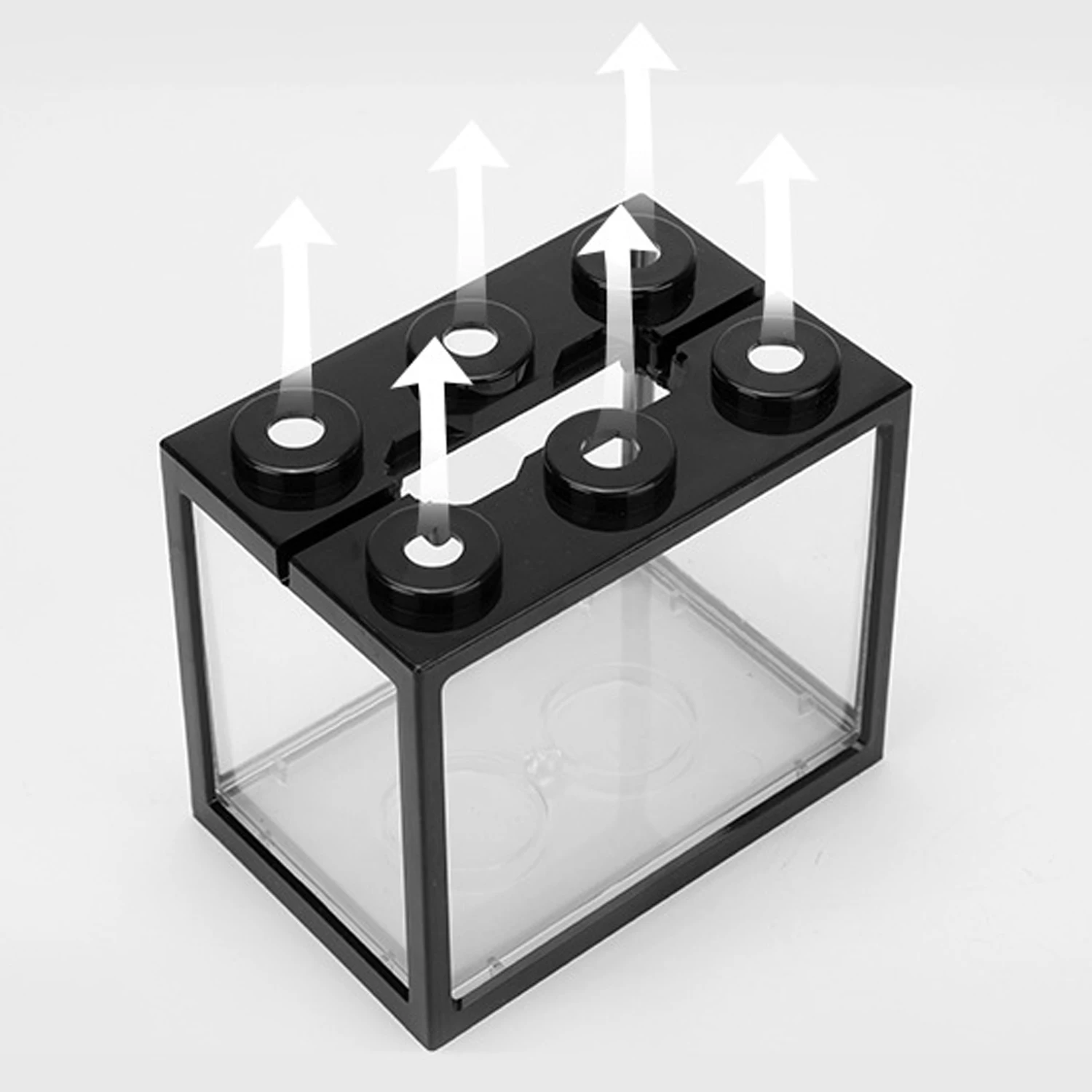 Mini Plastic Fish Tank Stackable Desktop Mini Aquarium Micro Aquatic Landscape Tank LED Light Decor Small Eco Cylinder Supplies