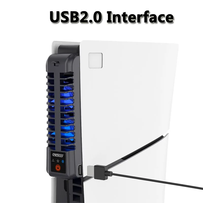 Cooling Fan with 3 Speed Cooler for PS5 Slim Disc & Digital Edition Console with LED Light USB 2.0 Hub for PS5 Slim Accessories