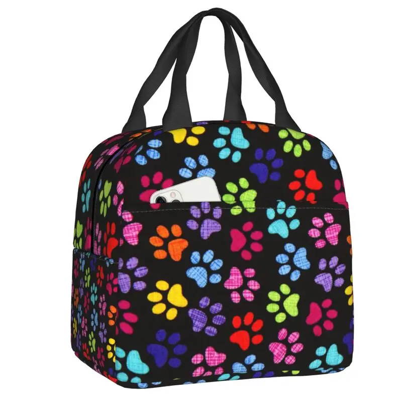 

Custom Animal Pet Dog Paw Pattern Lunch Bag Thermal Cooler Insulated Lunch Box for Student School Work Picnic Food Tote Bags