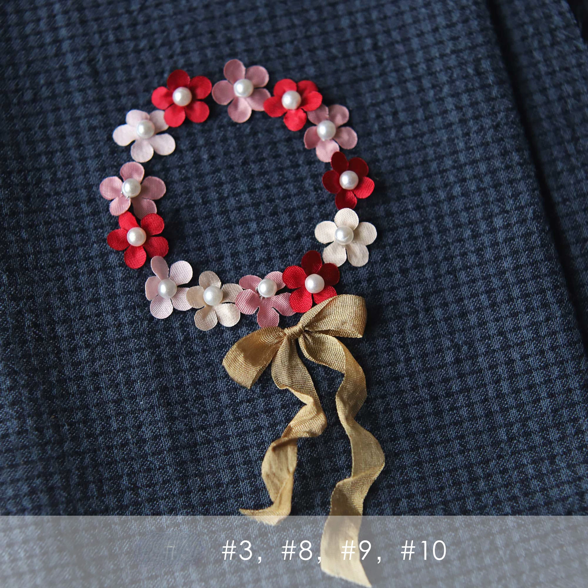 Mini Pearl Satin Flowers Set 6