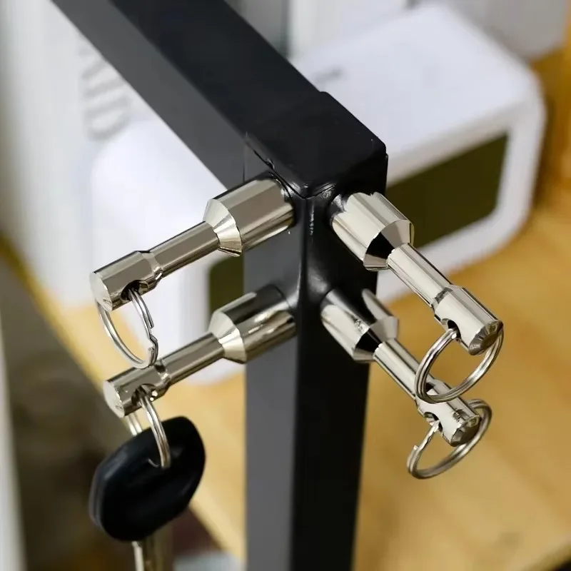 1/20pcs Strong Magnetic Keychain with Metal Ring Anti Loss Keys Wall-mounted Heavy Duty Magnet Hooks Home Office Storage Racks