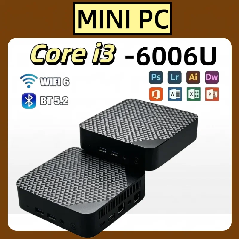 미니 PC 휴대용 코어 i3 6006U 비즈니스 사무용 데스크탑 호스트 컴팩트 P..