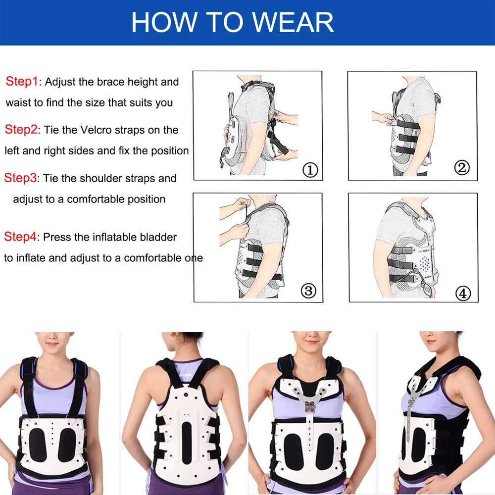 Thoracolumbar Fixed Spinal Braces Adjustable Thoracolumbar Fixed Orthosis for Back Pain Injury Recovery Mild Scoliosis Hunchback