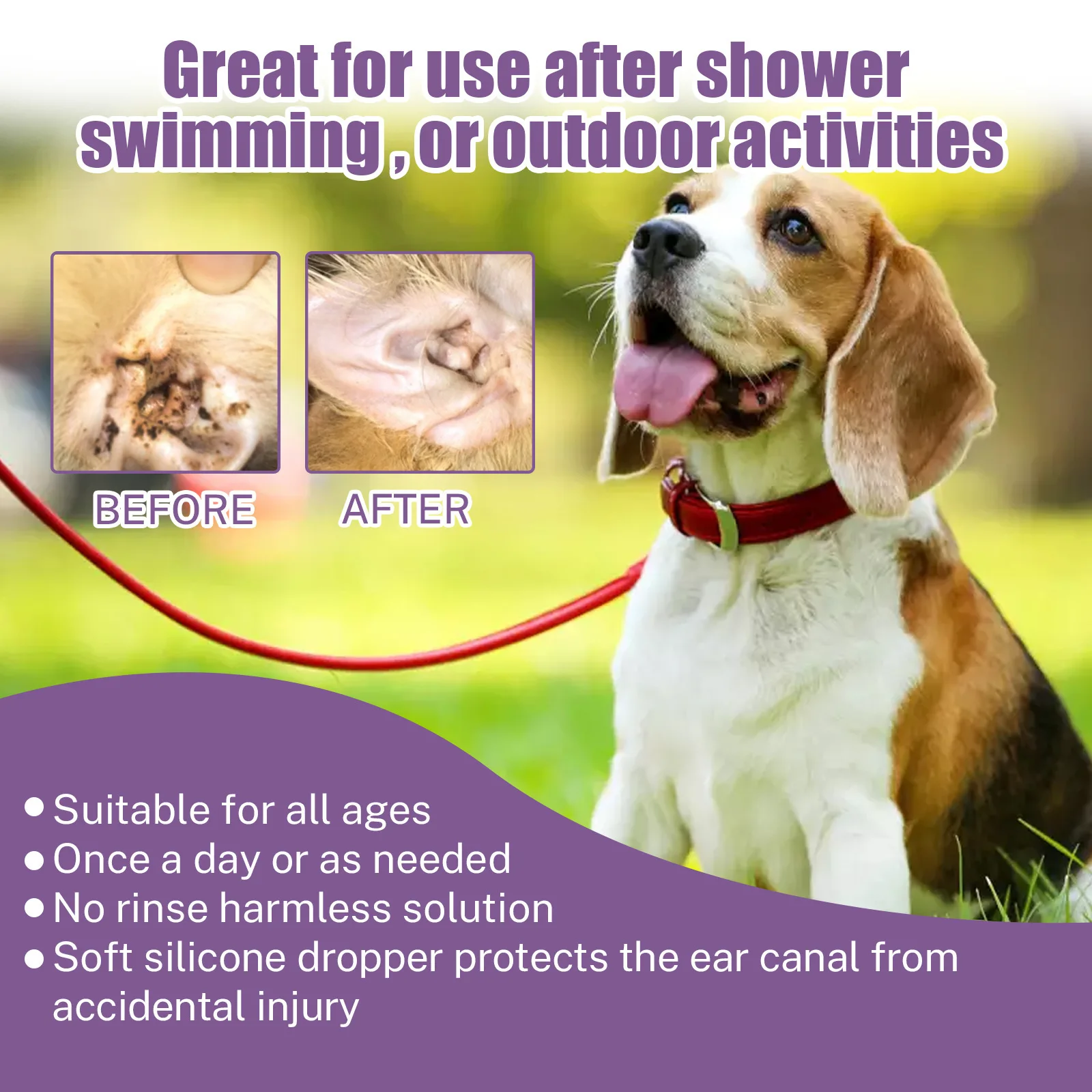 Pet Ear Cleaning Liquid, Cats and Dogs Relieve Ear Canal Odor, Clean Earwax Washing Liquid